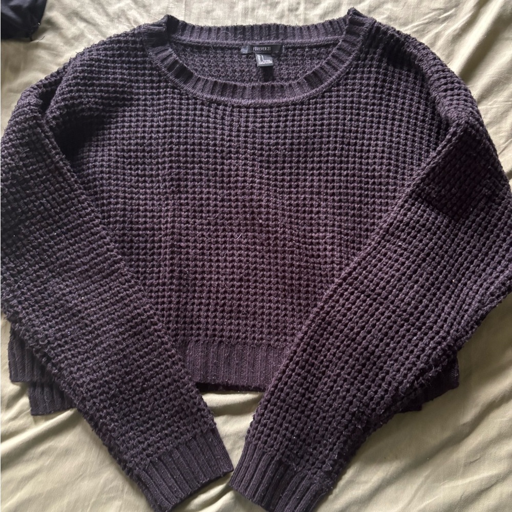 Forever 21 Textured Knit Sweater in Black